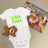 Cliburn "Van Fan" Onesie, Bright Green Print