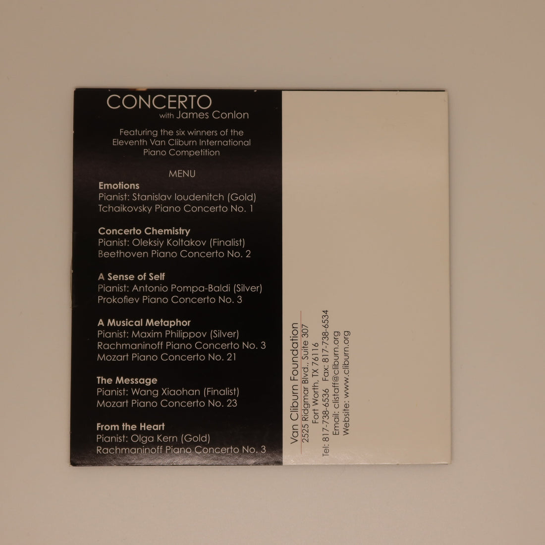 Concerto with James Conlon, 2001 Cliburn Competition DVD Set